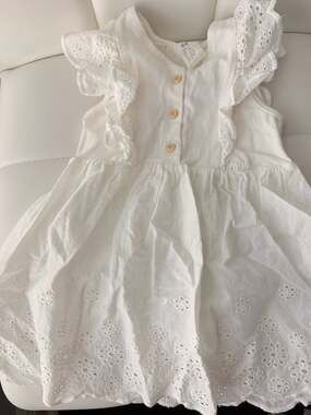 H&M Baby Girls White Eyelet Embroidery Dress and Bloomers Set